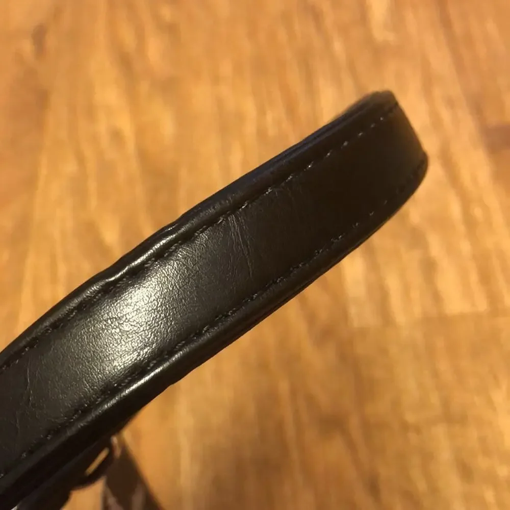 Martha Stewart Black and Silver Leather Buckle Dog Collar Size 16